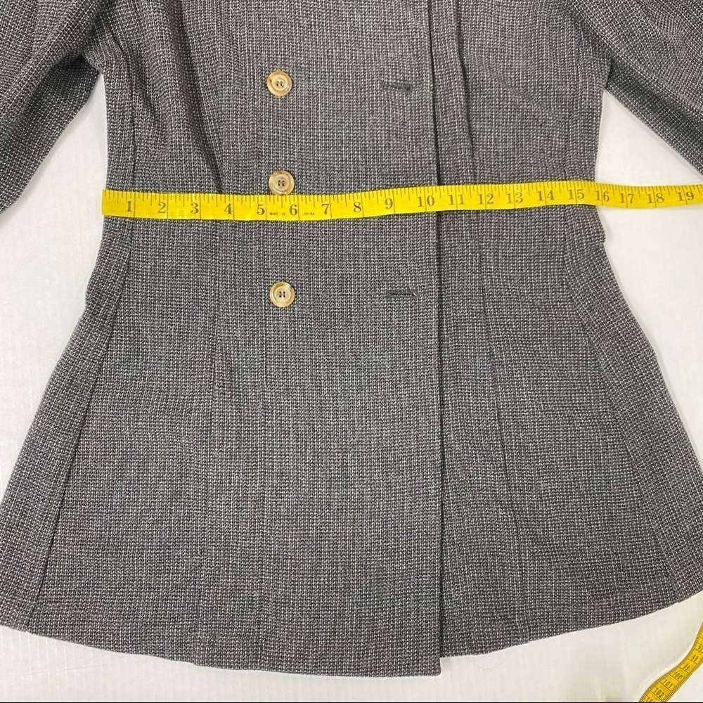 Vintage Giorgio Armani Giacca Donna Double Breasted Charcoal Gray Knit Blazer - Picture 6 of 13